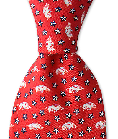 Arkansas Razor Back & Stars Tie
