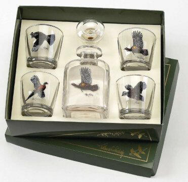 Upland, Decanter Set w/4 Tapered Old Fashoned Glasses, gift boxe