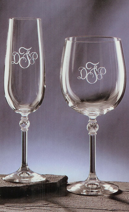 Imported from Europe.elegant script monogram on your choice of Wine glass 