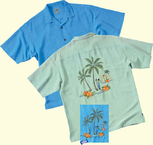 Embroidered Back Silk Camp, Islander (Men's)