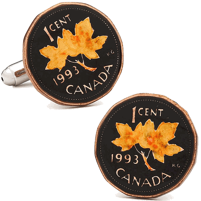 Hand Painted Canadian Penny Coin Cufflinks
