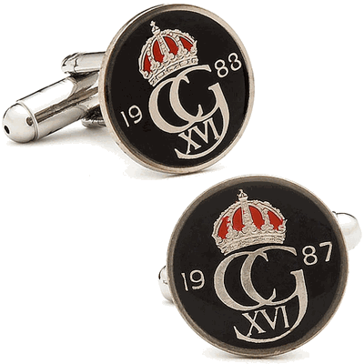Hand Painted Swedish Fifty Ore Coin Cufflinks