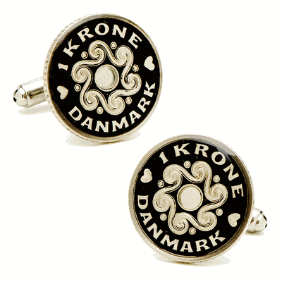 Hand Painted Denmark Krone Coin Cufflinks