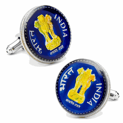 Hand Painted India Coin Cufflinks