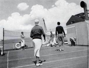 Description: http://www.gjenvick.com/images/BaltimoreMailLine/1930s/Brochure/NewShips-OneClass-LowCost/Photo-12-DeckTennis-500.jpg