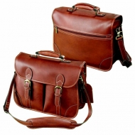 F1049 - Leather Briefcase, Compact Angler's Briefcase - Adventure