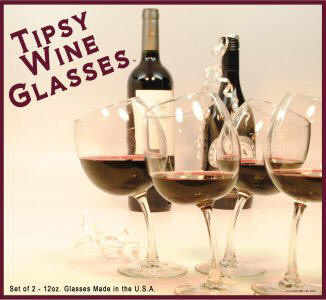 Tipsy Wine Glasses from Dann, Fun Wine Glasses with Bent Stems, Made in USA