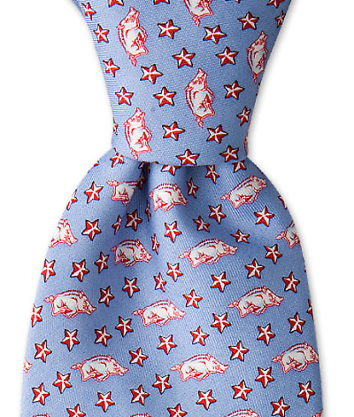 Arkansas Razor Back & Stars Tie