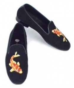 XW032 Koi Fish on Black Needlepoint Loafer