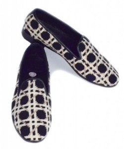 X7045 Cane on Black Needlepoint Loafer