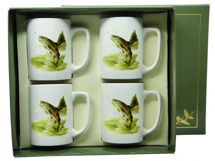 Trout, Porcelain Mugs, 10oz, gift boxed - Click Image to Close