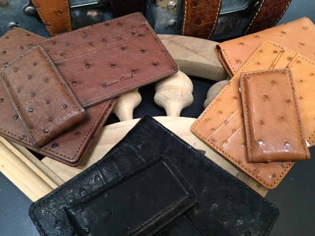 Flat Card Case in Ostrich