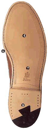 Alden Shoes: Photo of shoe detail, showing Alden shoe craftsmanship and fine quality of Alden shoes.
