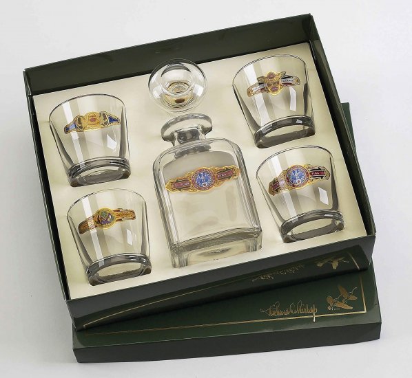 Cigar Decanter set w/4 Tapered Old Fashioned, gift boxed - Click Image to Close