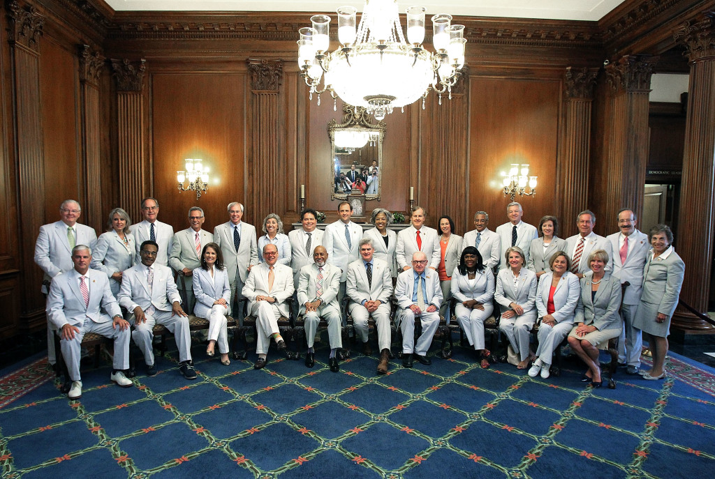  Rep. Bill Cassidy, R-La., hosts 'National Seersucker Day' with members of the U.S. Congress at U.S. Capitol on June 11, 2014 in Washington, DC.  (Photo by Paul Morigi/Getty Images for Haspel)