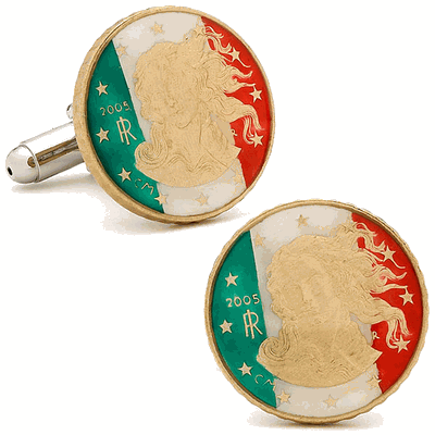 Hand Painted Italian Ten Cent Coin Cufflinks