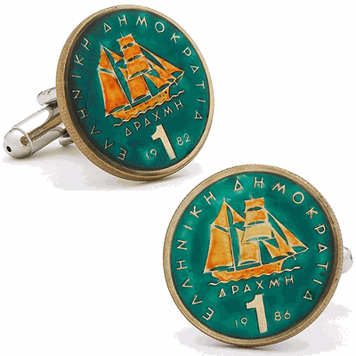 Hand Painted Grecian Coin Cufflinks