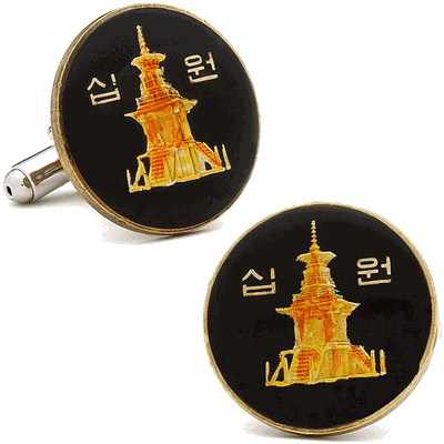 Hand Painted South Korean Coin Cufflinks