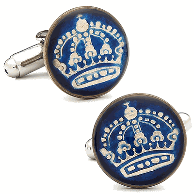 Hand Painted Swedish Crown Coin Cufflinks