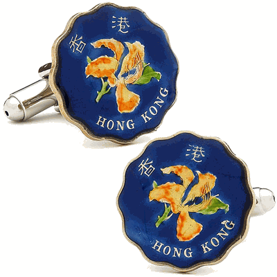 Hand Painted Hong Kong Twenty Cent Coin Cufflinks