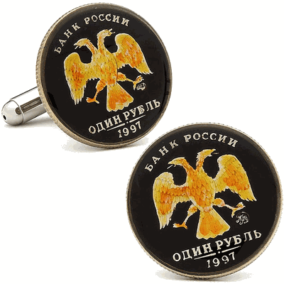 Hand Painted Russian Ten Ruble Coin Cufflinks