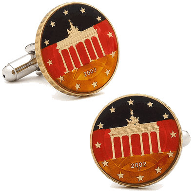 Hand Painted German Ten Cent Coin Cufflinks