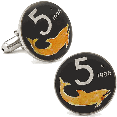 Hand Painted Italian Five Lire Coin Cufflinks