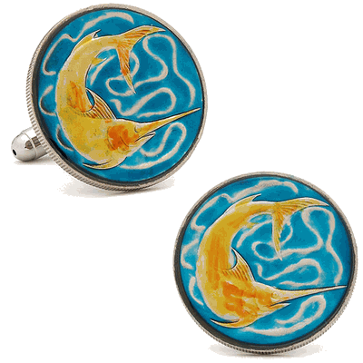 Hand Painted Singapore Twenty Cent Coin Cufflinks