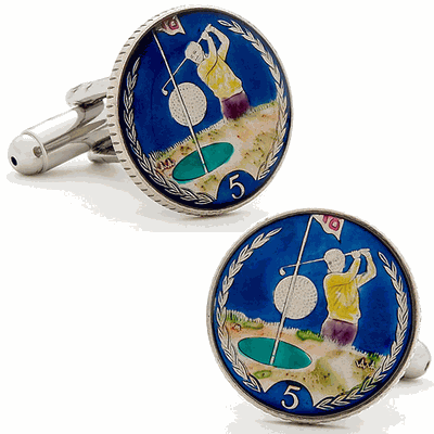 Hand Painted Isle of Man 5p Coin Cufflinks