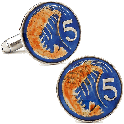 Hand Painted Cayman Five Cent Coin Cufflinks