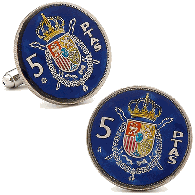 Hand Painted Spain Coin Cufflinks