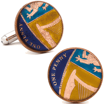 Hand Painted British One Penny Cufflinks