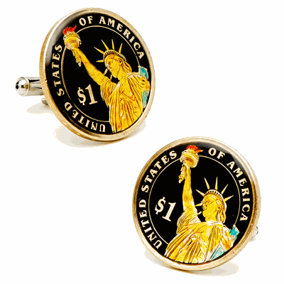 Hand Painted USA Dollar Coin Cufflinks