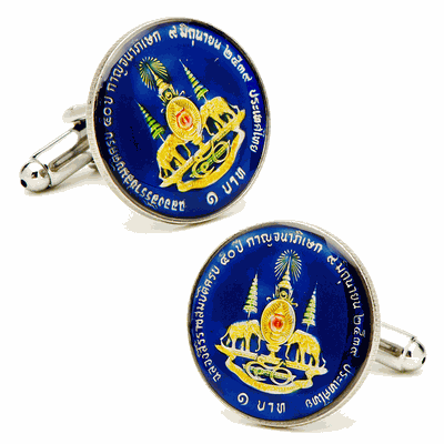 Hand Painted Thailand Coin Cufflinks