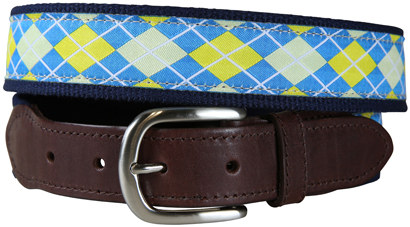 Argyle (Blue & Yellow) Leather Tab Belt